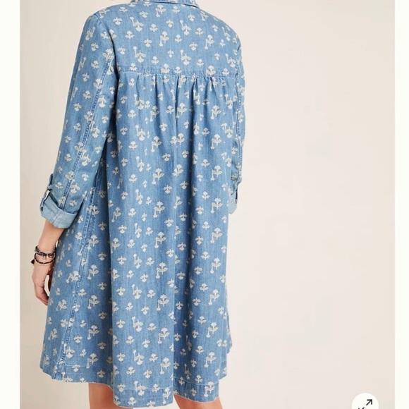 ANTHROPOLOGIE Pilcro &The Letterpress Blue Denim Long Sleeve Dress w/Pockets 2P - Picture 8 of 14